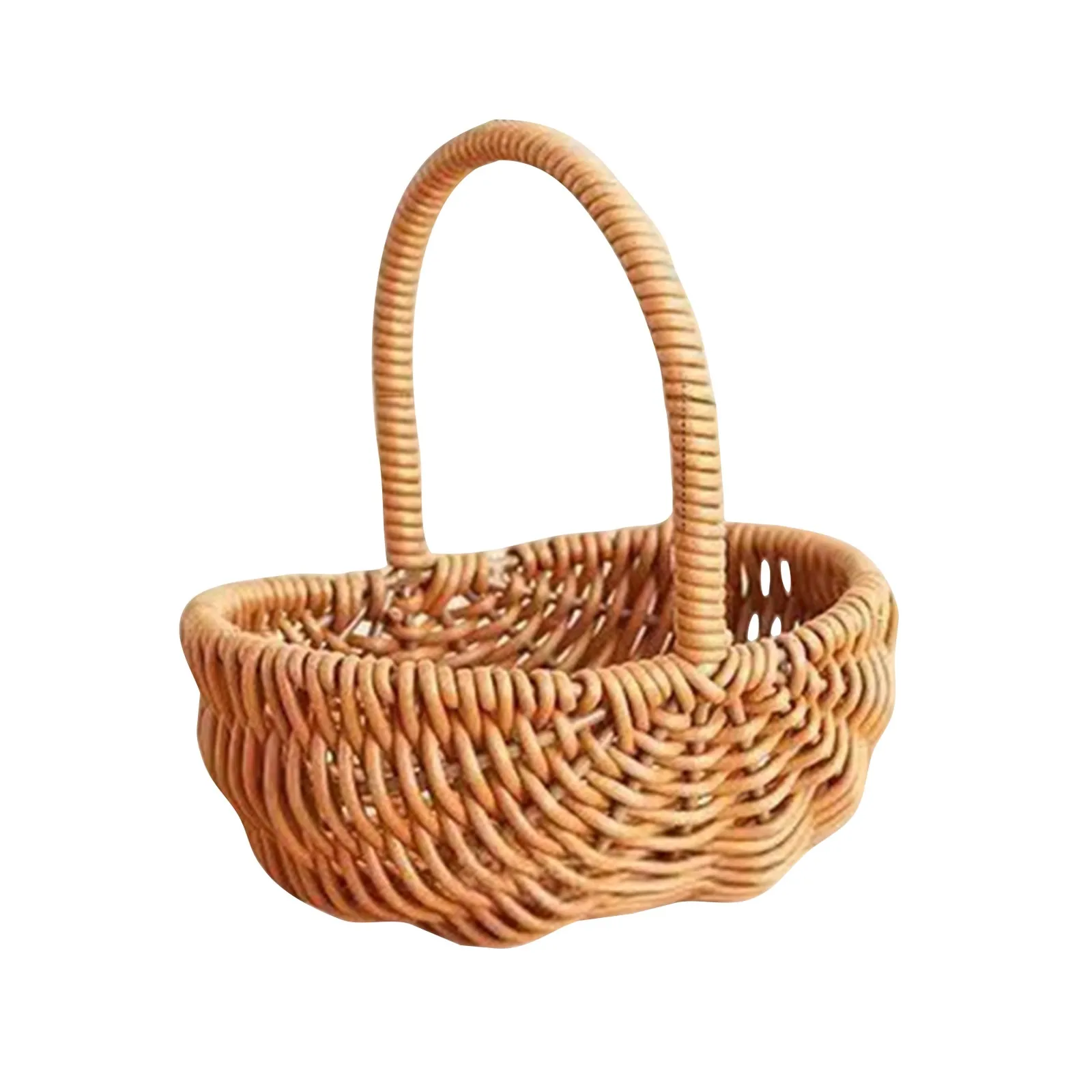 Handmade Willow Rattan Woven Basket Wicker Multiuse Home Storage Container With Handle Flower Basket Picnic Container