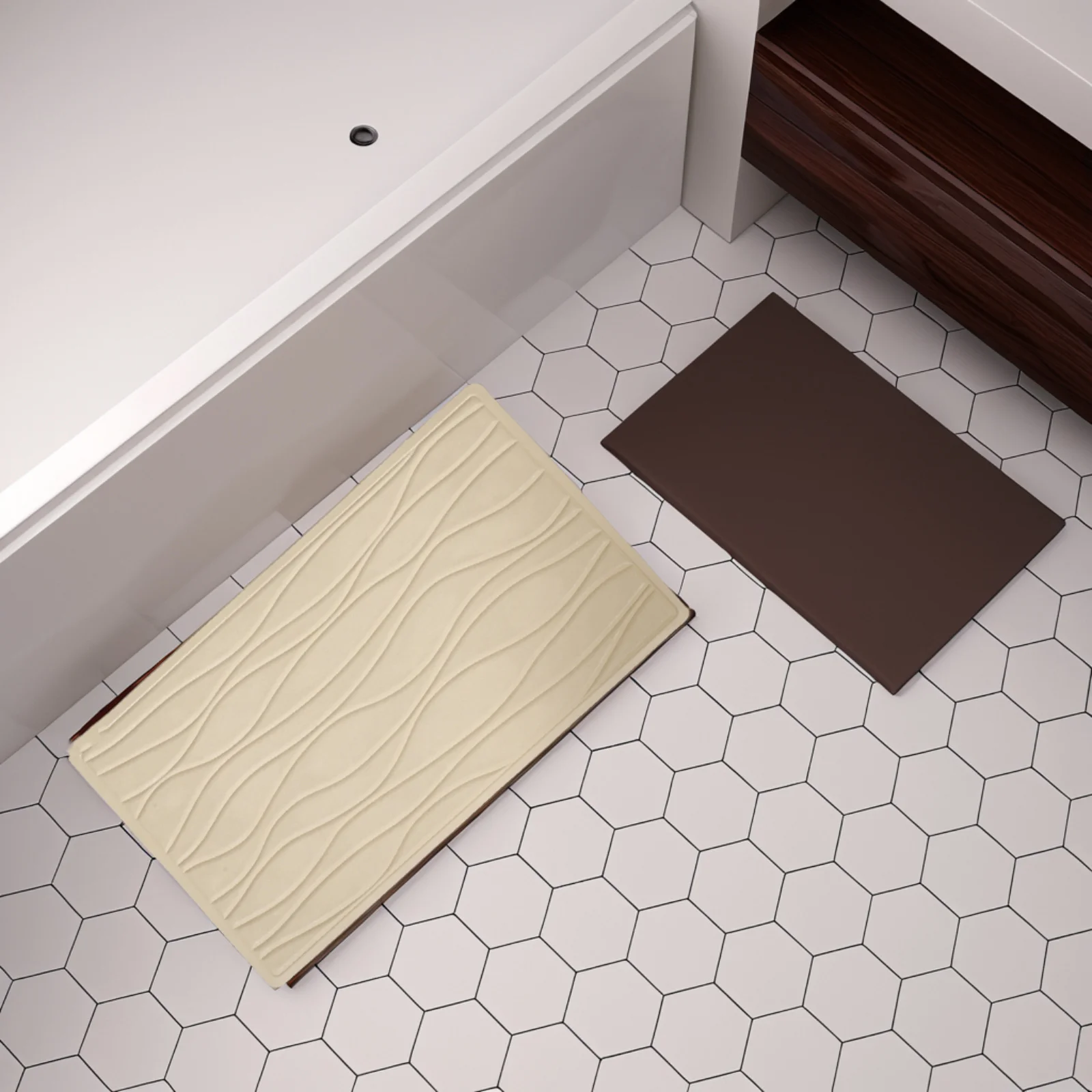 

Non-Slip Rubber Bath Mat Suction Cups Shower Floor Mat Bathtub Rug Anti Slip Bathroom Rug Soft Comfortable Foot Feel