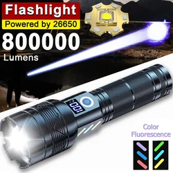800000lm High Power Strong Light Long Range LEP Flashlight USB Charging 26650 Battery Outdoor Telescopic Zoom Super Bright Torch