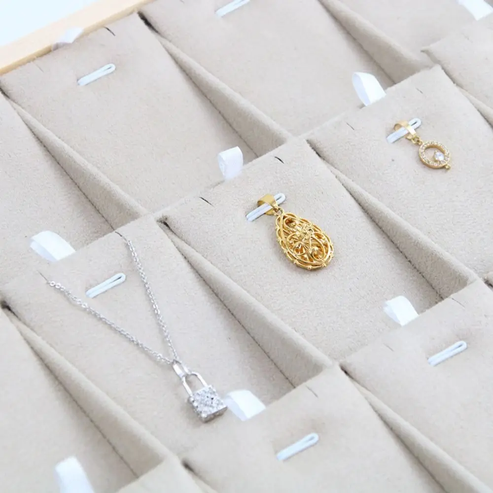 Apricot Jewelry Display Tray Microfiber Cloth Large Capacity Necklace Stand Prop Space Saving Multi-purpose