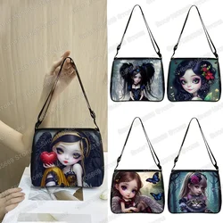 Cartoon Gothic Big Eyes Girl Shoulder Bags Fairy Wings Women Large Capacity Handbags Fantasy Angel Outdoor Travel Crossbody Bag