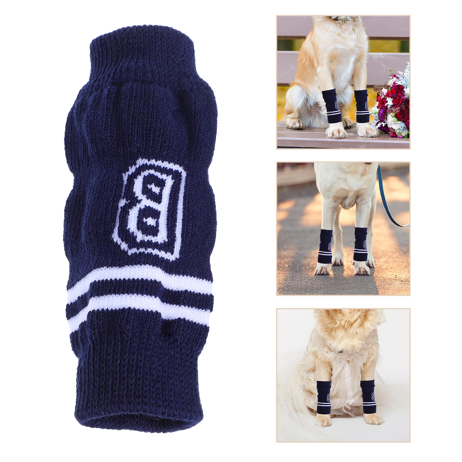 

4Pcs Dog Leg Warmers Knee Support Pet Elbow Sleeve Breathable Elastic Knit for Comfortable Fit Ideal for All Sizes