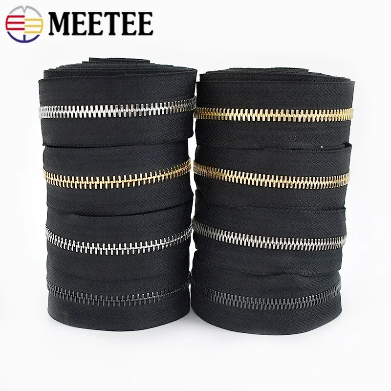 1/2Yards 3# 5# 8# 15# Metal Zipper Coat Cabbage Zips HandBag Jacket Zippers Coil Clothes Zip Tape Closures Repair Kit Accessory