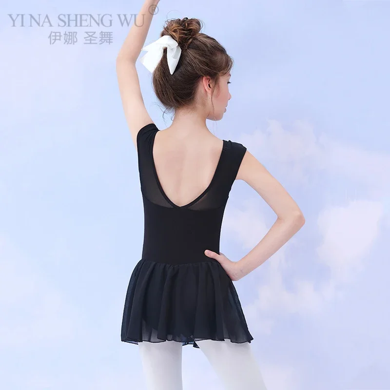 Children Dance Clothes Girls Summer Sleeveless Chiffon Skirt Ballet Dancing One-piece Skirt Ballet Practice Clothing Dance Skirt