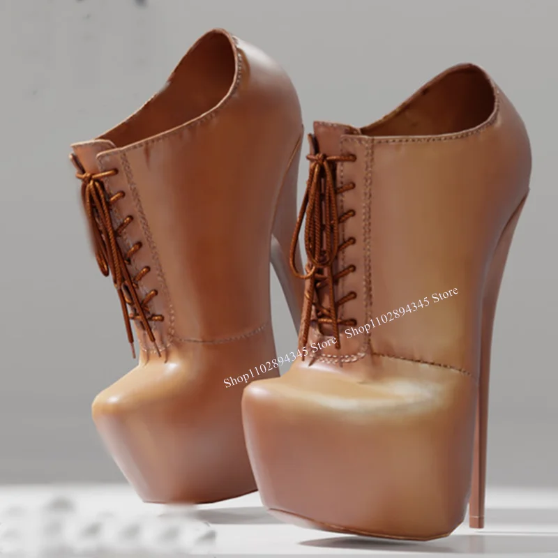 Black Lace Up Platform Shallow Pumps Thin High Heel Fashionable Sexy Cool 2025 Summer Big Size Woman Shoes Zapatillas Mujer