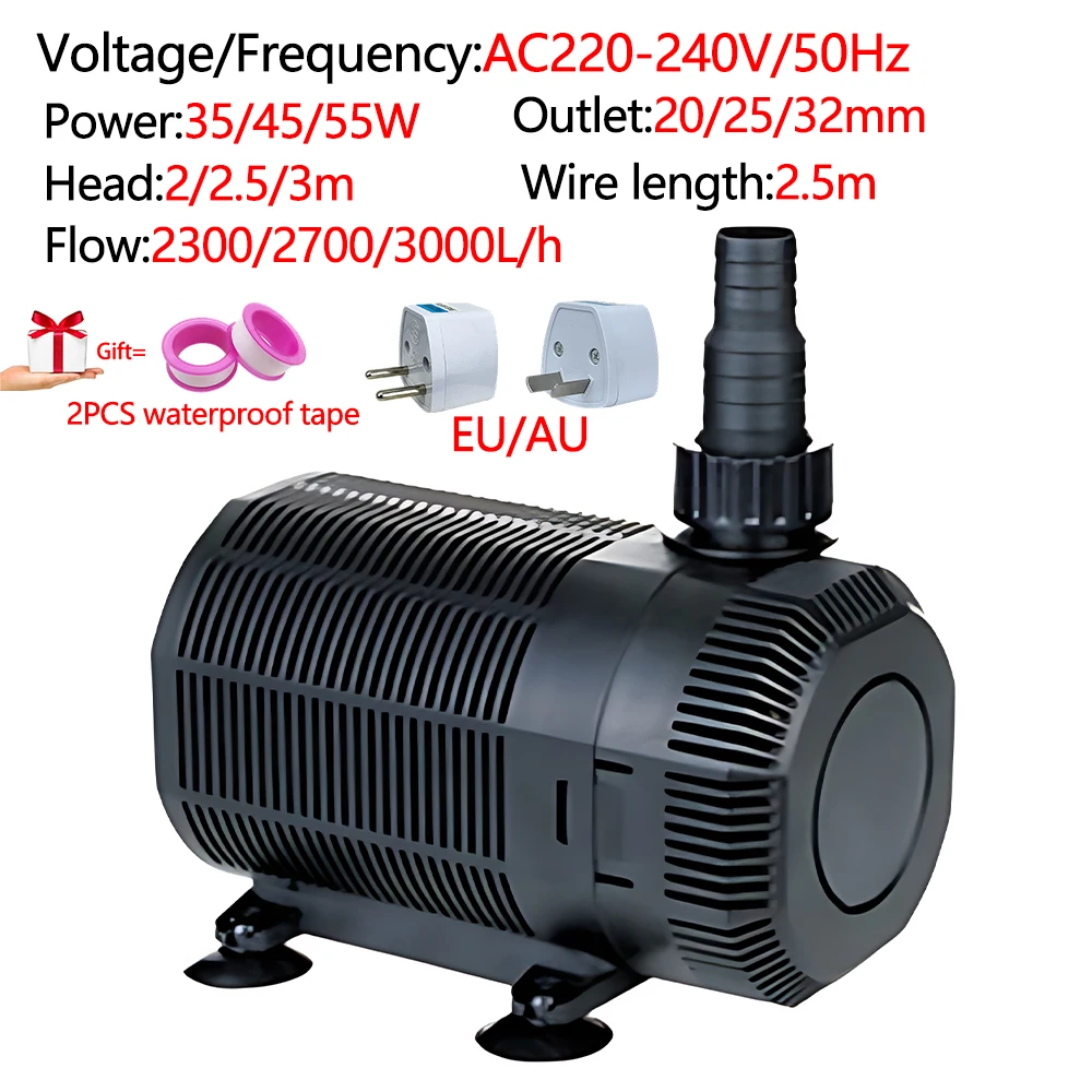 

AC220-240V/50Hz Bottom Filter Fish Tank Filtration Circulation Submersible Pump, Household Water Pump for Quiet Aquarium EU/AU