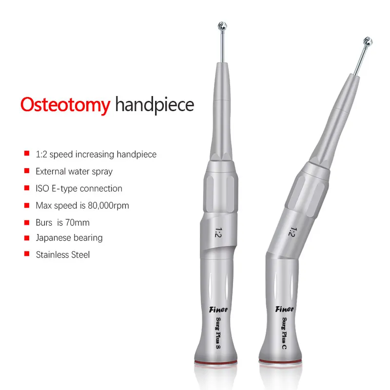 Dental Bone Surgery Straight Handpiece 80,000 rpm 1:2 Speed Increasing Dental Implant Surgical Handpiece Sinus Lifting