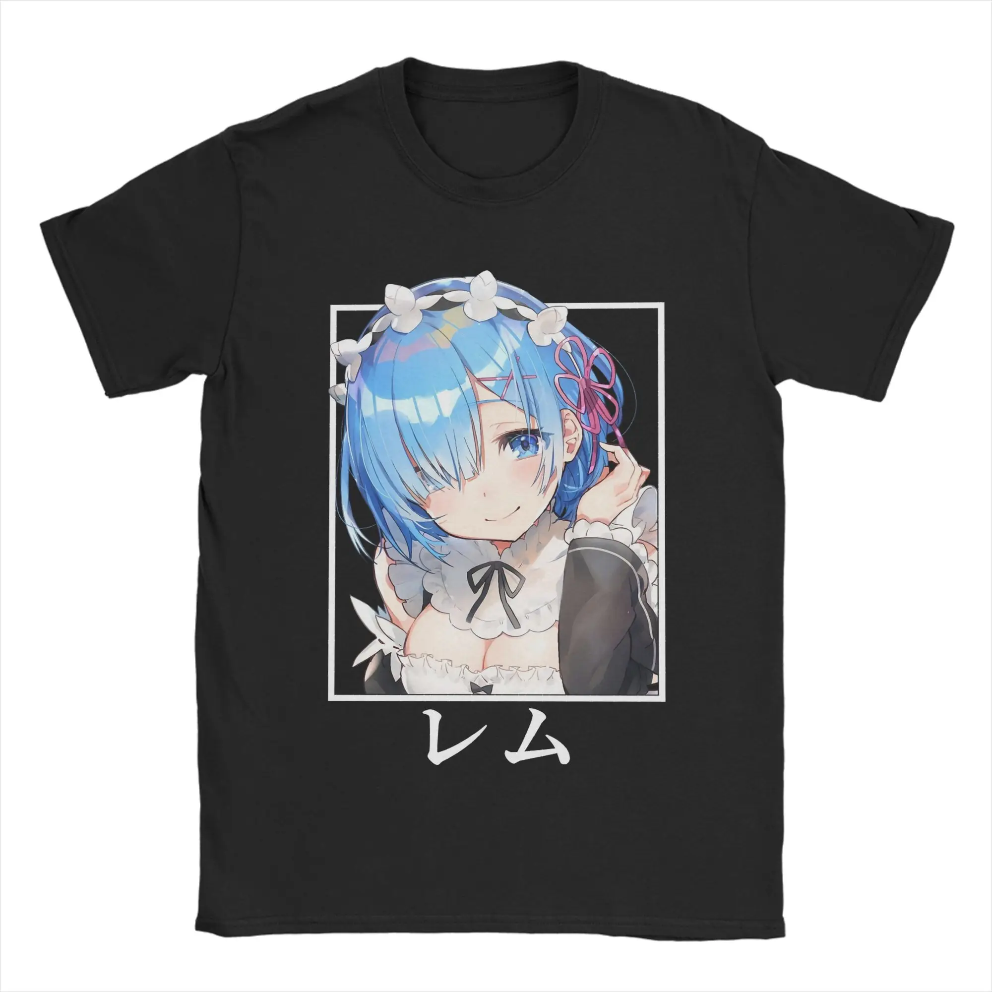 T-Shirt pour hommes Rezero Rem Re:Life in A Different World From Zero Ram, T-shirt en coton Vintage, col rond, graphique