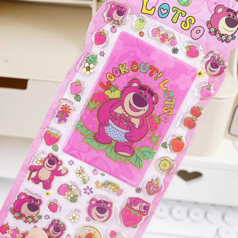 Disney Toy Story Lotsohuggin Bear Kawaii 3D Three-Dimensional Golden Edge Jelly Texture Resin Sticker Guuka Material Girl's Gift