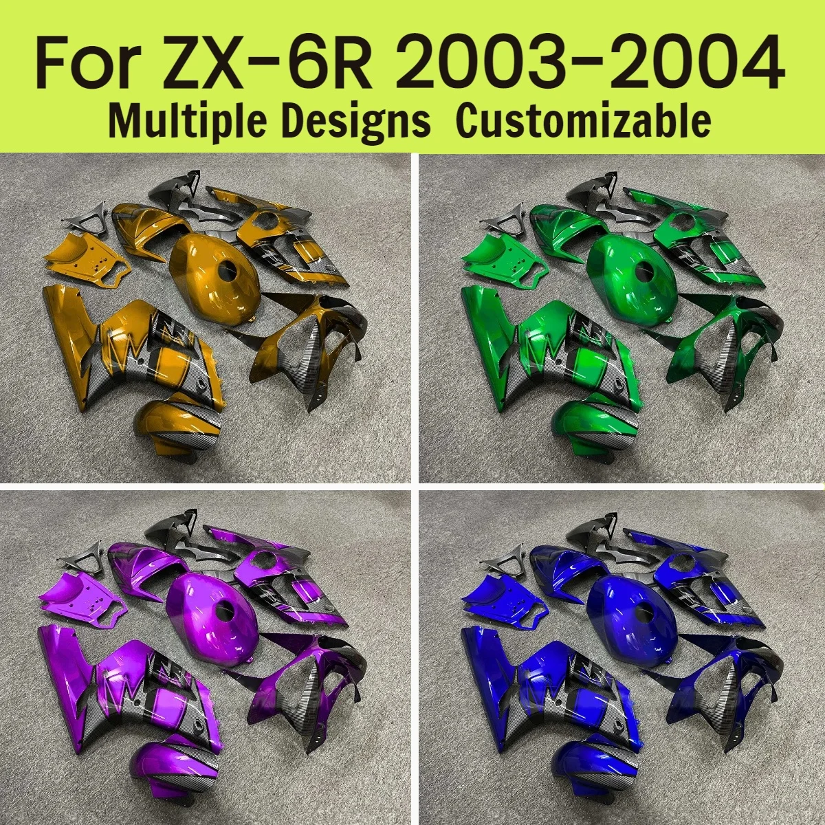 

ABS Fairing Kit for Kawasaki ZX6R 2003 2004 Injection Motorcycle Accessory Complete Fairings Bodywork Set ZX 6R 03 04