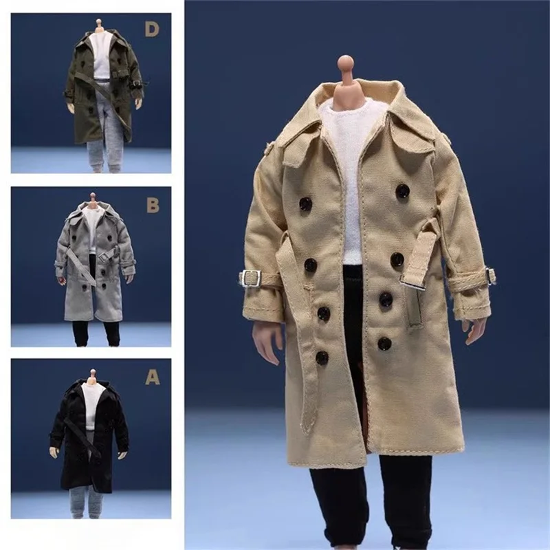 

1/12 Soldier Double Breasted Trench Coat Clothes Model Accessories Toy Fit 6'' Action Figure In Stock