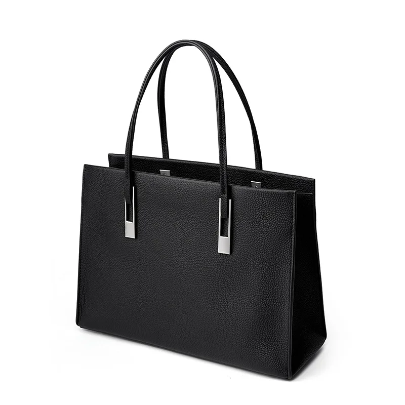 

New leather women's bag for commuting, large capacity top layer cowhide tote bag for women