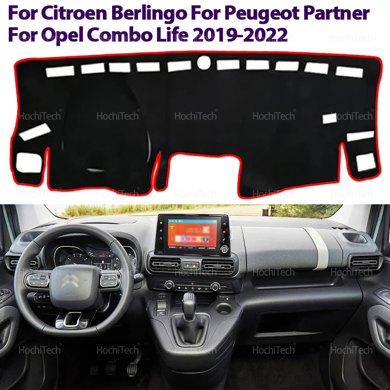For Citroen Berlingo for Peugeot Partner for Opel Combo Life 2019 2020-2022 Car Dashboard Cover Dash Mat Carpet Sun Shade Mat