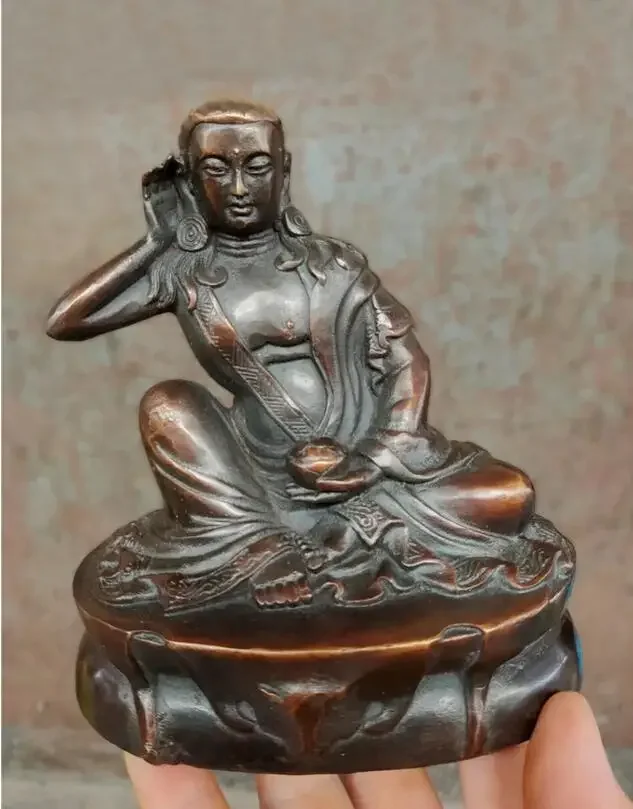 Milarepa Millerji Buddha Ascetic Buddhism Old Bronze Statue