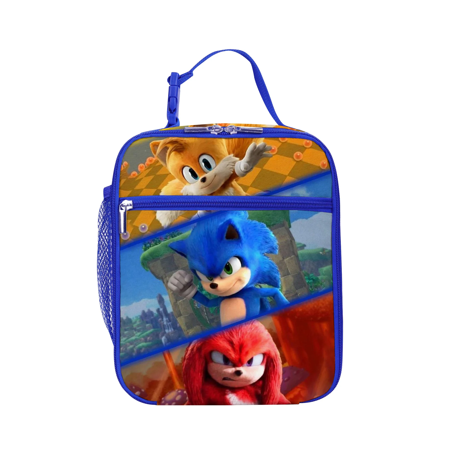 SONIC Primary and Secondary School Lunch Bag Children's Square Meal Bag Boys Girls Anime Kawaii Cartoon Children's Gifts