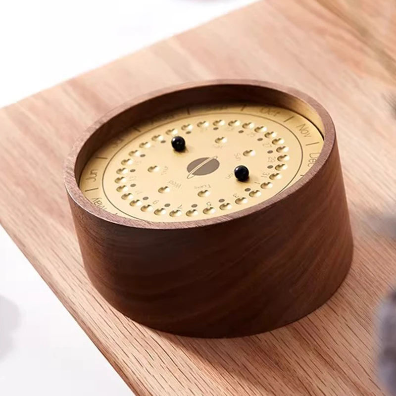 Wooden Sundial Creative Minimalist Desktop Calendar Luxury Study Room Office Decoration Household Artistic Planetary Ornaments