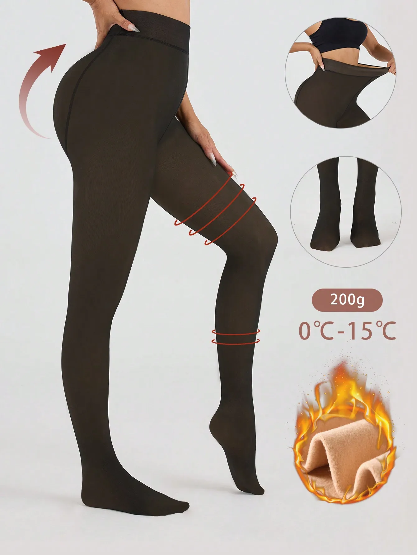 1Pair  Women Fleece Lined Tights-Fake Translucent Leggings High Waist Pantyhose Sheer Thick Warm Tights For Women
