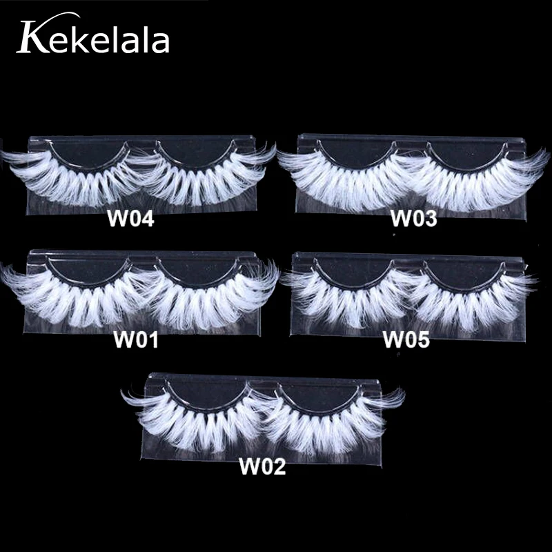 1 Pair Long White Eyelashes 3D Dramatic False Colored Cosplay Lashes Fluffy Dense Fake Lashes 25mm Eyelash Extension Suppliers