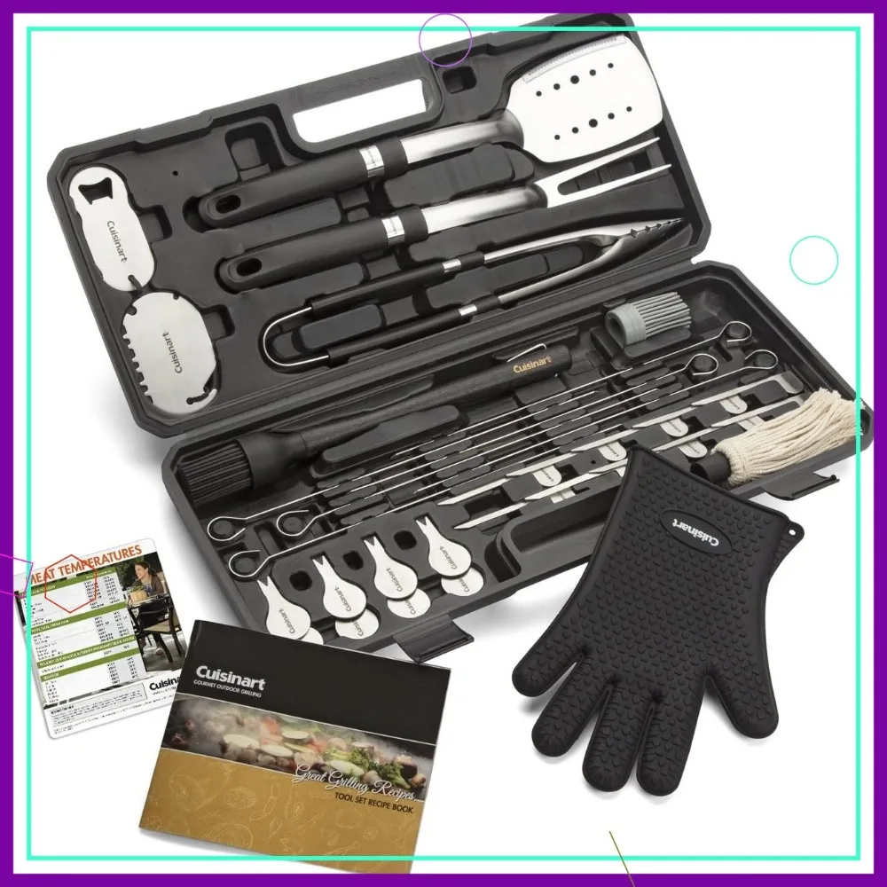 

36-Piece BBQ Grill Tool Set with Stainless Steel Utensils, Cleaning Scraper & Accessories