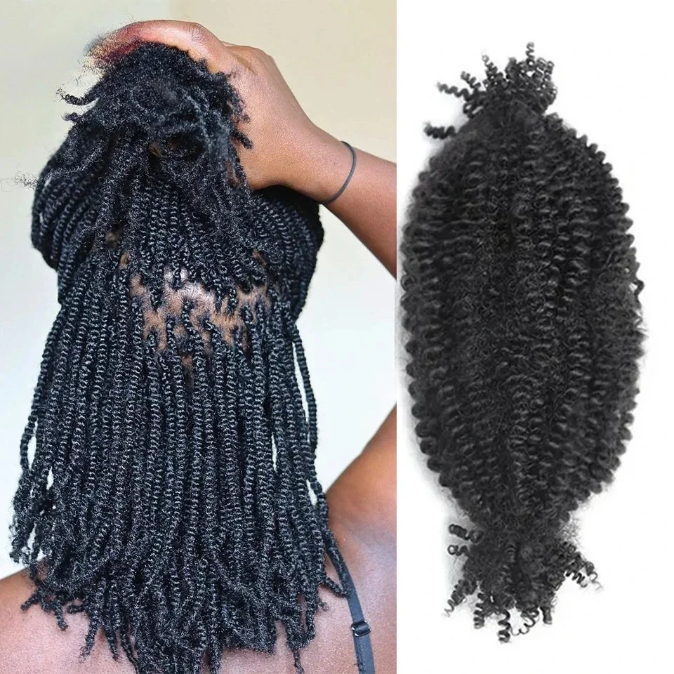 Kinky Krullend Twist Gehaakt Vlechthaar 100% Echt haarbundels Strak Krullend Echt haar Bulks 1 STKS / 50G Afro Kinky Krullend Bulk