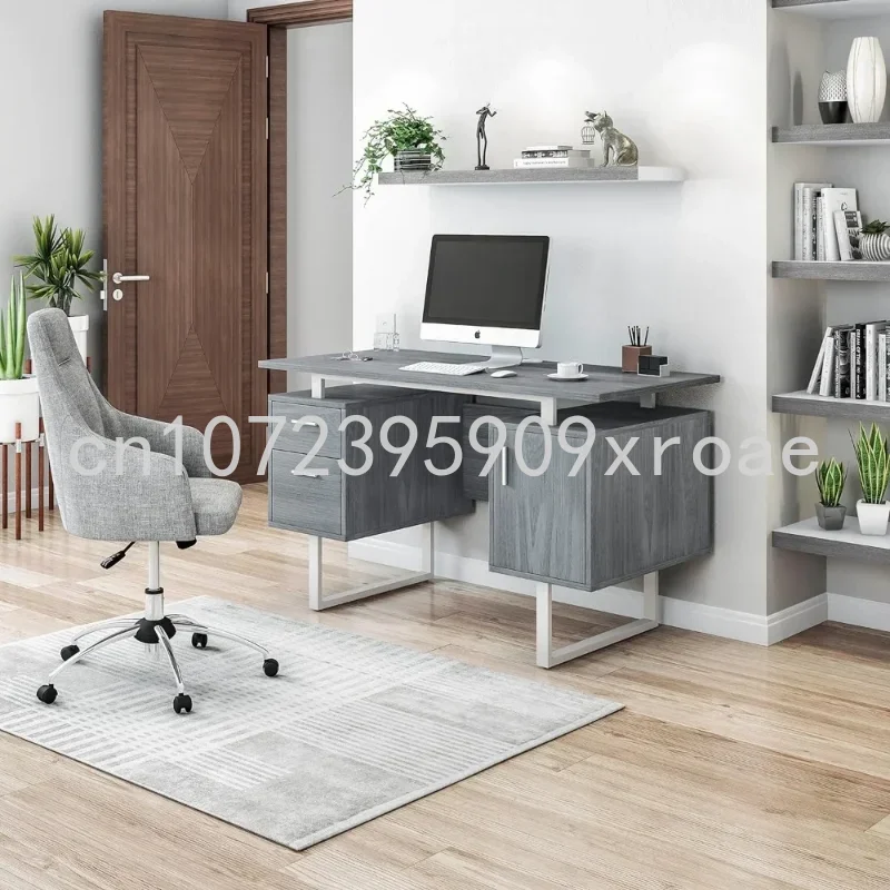 Storage Drawers and Cabinet 51.25” W-Modern Office Large Floating Desktop Surface Desk