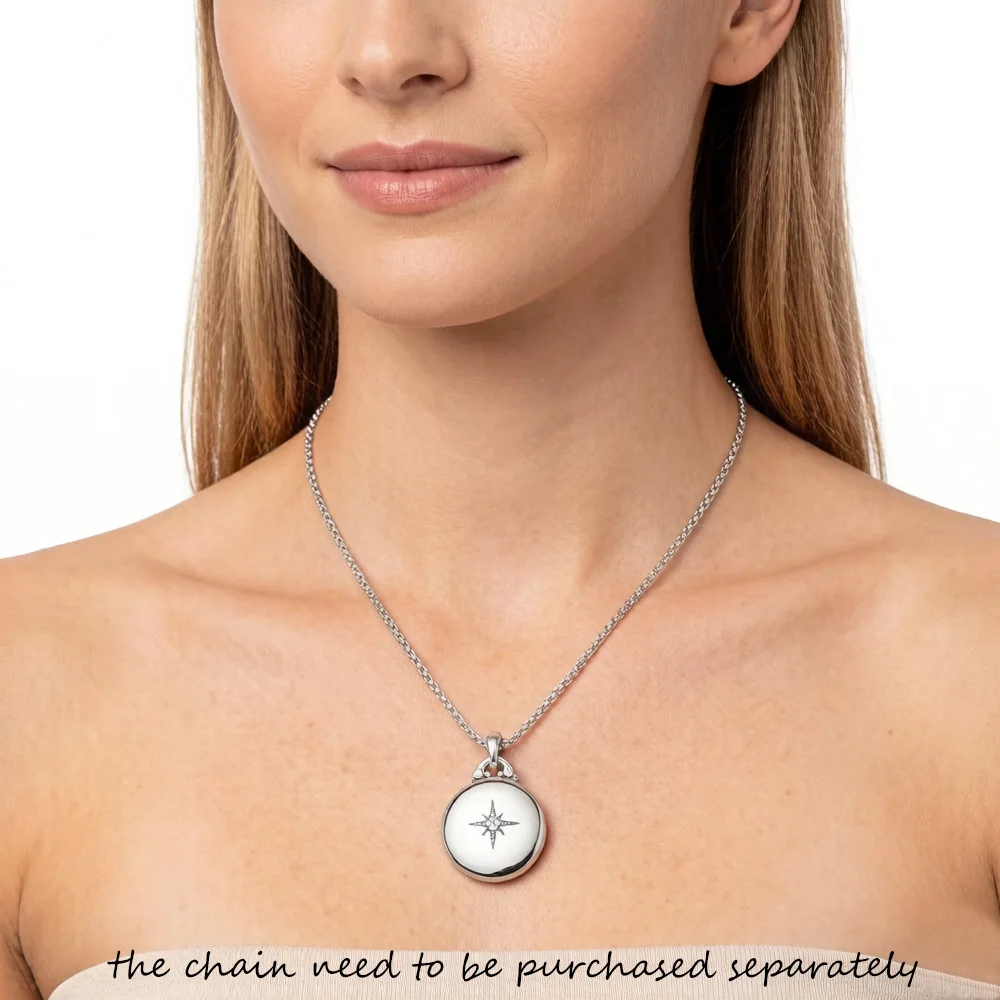 Wisiorek Okrągły Medaillon Z Gwiazdą Locket Brand New 925 Sterling Silver Biżuteria Europa Accessorie Prezent Dla Kobiety Mężczyzn — zdjęcie 4