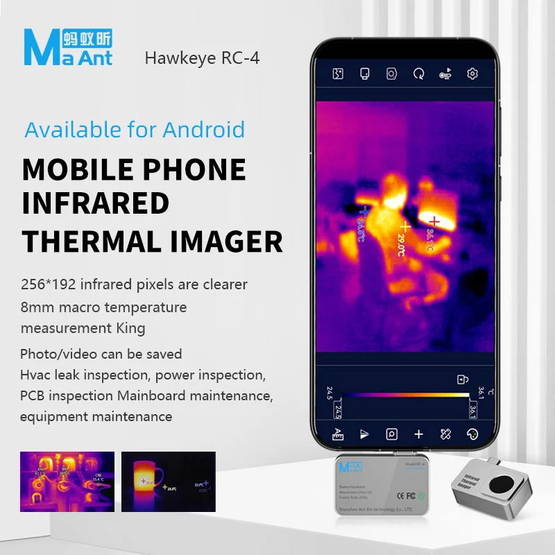 MaAnt Haw keye RC-4 Portable Infrared Thermal Imager for Android PCB Fault Photos /Videos Recording Quick Repair Instrument