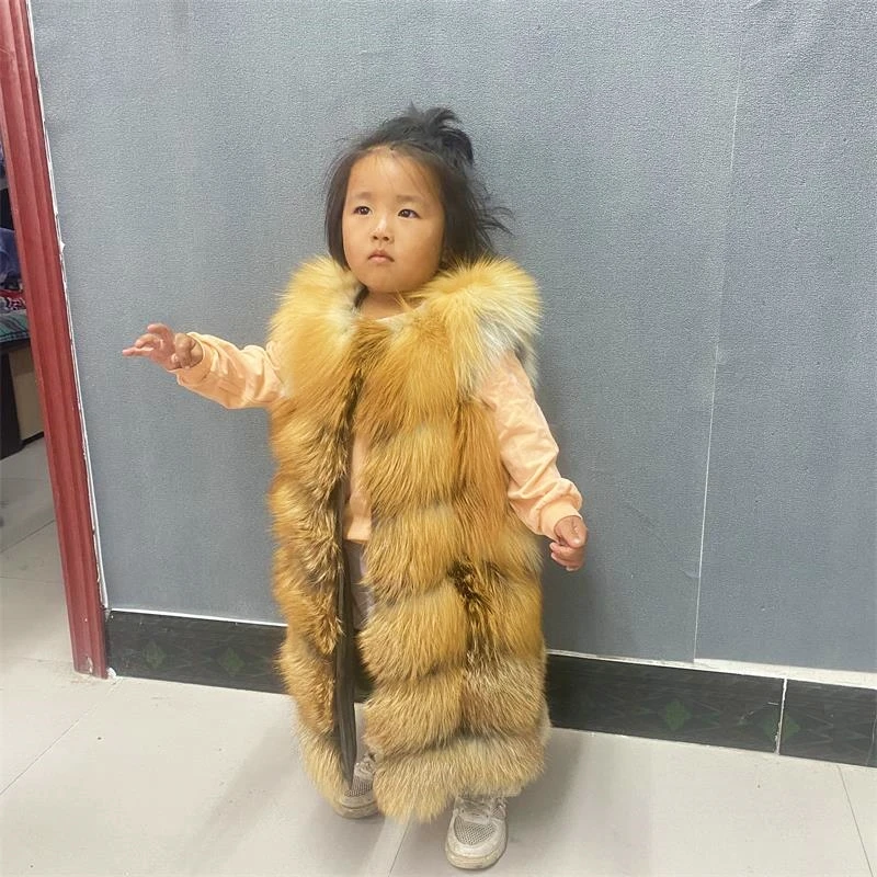 Natural  Jacket Children\'s  Jacket Real Fur Coat Warm Fur Coats In Autumn And Winter For Kids 2-14 Years Old