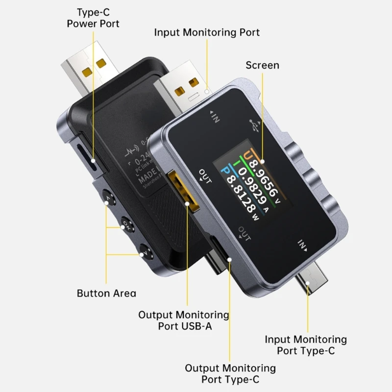 Electric Meter for Fast Charging Analysis, High Accuracy Voltage and Current Readings Electronics Enthusiasts Engineers Dropship