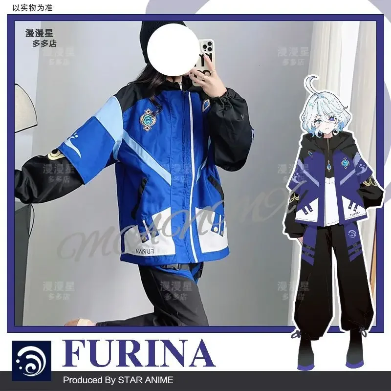 Anime Game Genshin Impact Furina Cosplay Cosutme Spring Autumn Coat Fashion Loose Hoodeis Long Pants