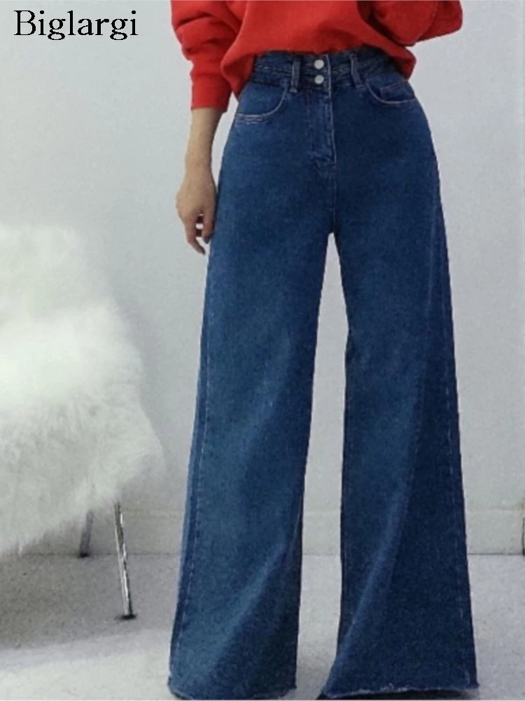 

Jeans High Waist Autumn Winter Wide Leg Pant Women Korean Style Loose Pleated Ladies Long Trousers Fashion Retro Woman Long Pant