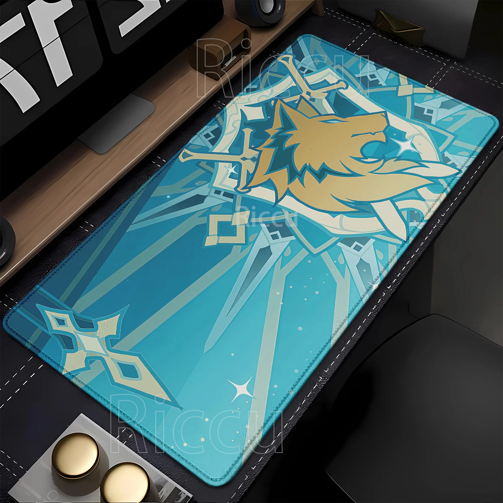 Genshin Impact Columbina Varka Varesa ‌   Mauspad mit Charaktermuster, Gaming-Tiermotiv, großes Gummi-Mauspad mit HD-Druck, PC-Schreibtischunterlage