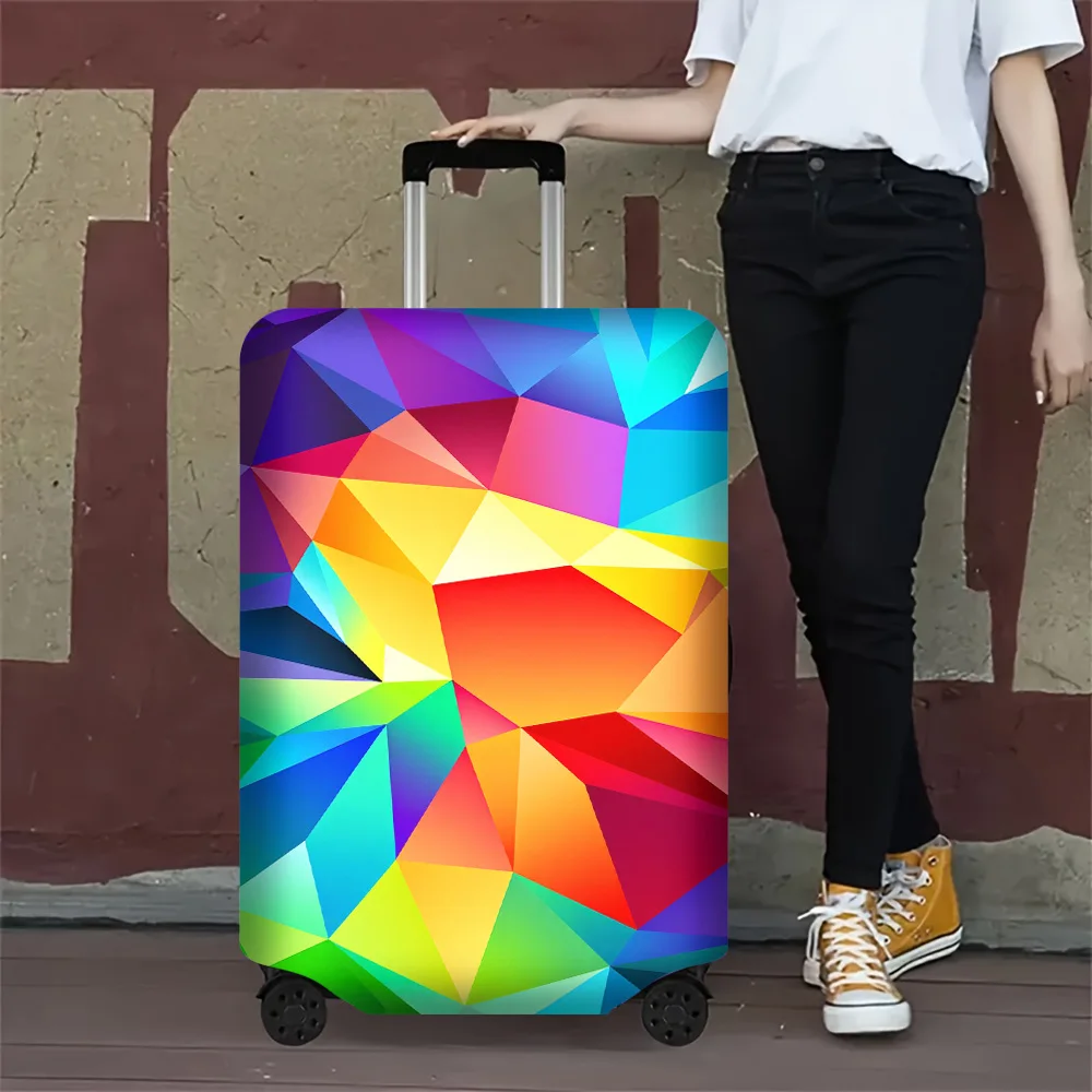 

1PC Abstract Low Polygon Mosaic Print Luggage Cover for luggage sizes 18 – 32 inches; dust and elastic travel accessories to eff