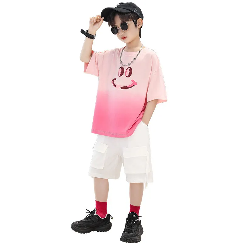 

Boys 2023 Summer Clothes Kids Short Sleeve T-shirt + Cargo Shorts 2pc Sports Casual Outfits for Toddler Boys Clothing Sets 2-13Y