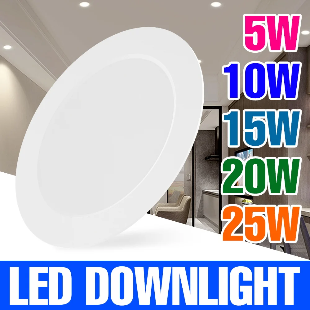 LED Recessed Led Downlight Round Ceiling Lamp 220V Panel Light Indoor Spot Lighting 5W 10W 15W 20W 25W For Home Living Room 240V