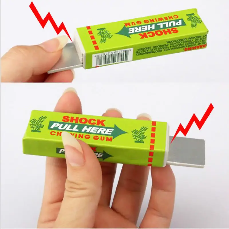 1pc Funny Safety Trick Joke shoker Toy Electric Shock Shocking Pull Head Chewing gum Gag novelty item toy for children Wholesale