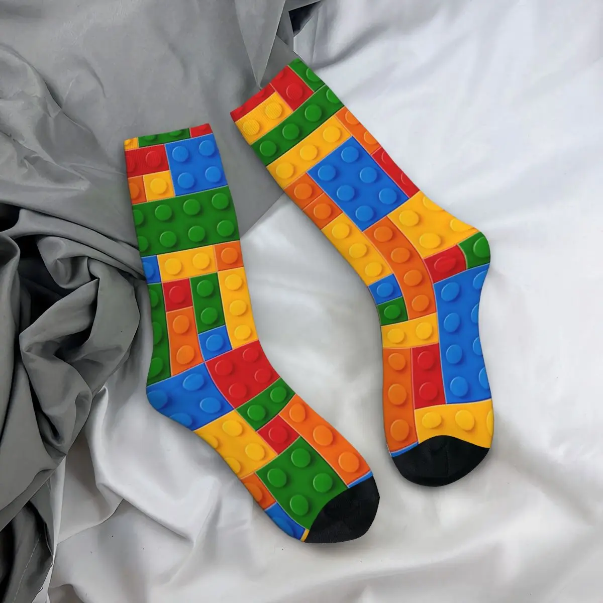 

Всесезонные чулки для экипажа, креативные носки из строительных блоков, забавные длинные носки, аксессуары для мужчин и женщин, подарки