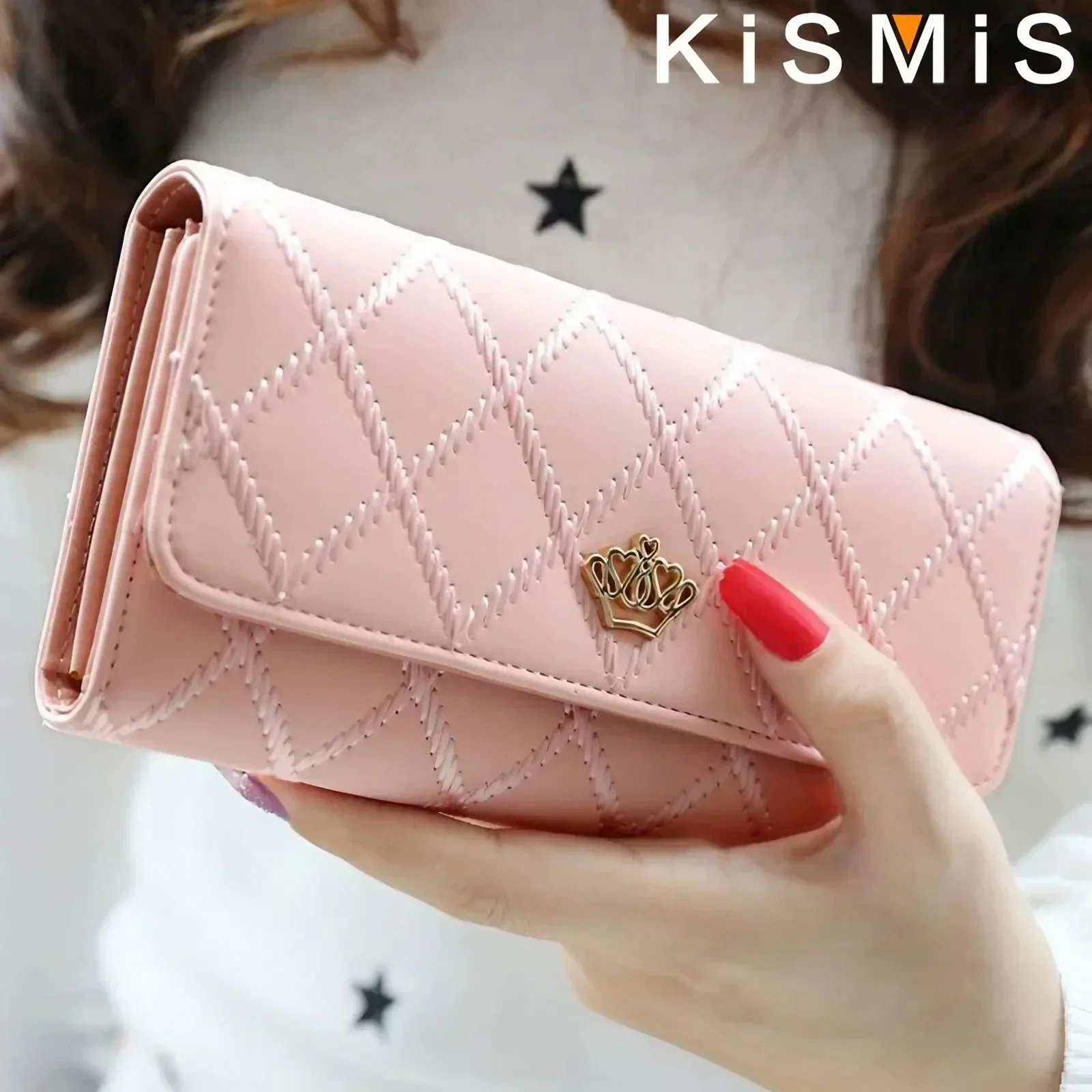 Wallets For Women Cute Pink Pocket Womens Wallets Purses Plaid Pu Leather Long Wallet Hasp Phone Bag Money Coin Pocket Bag