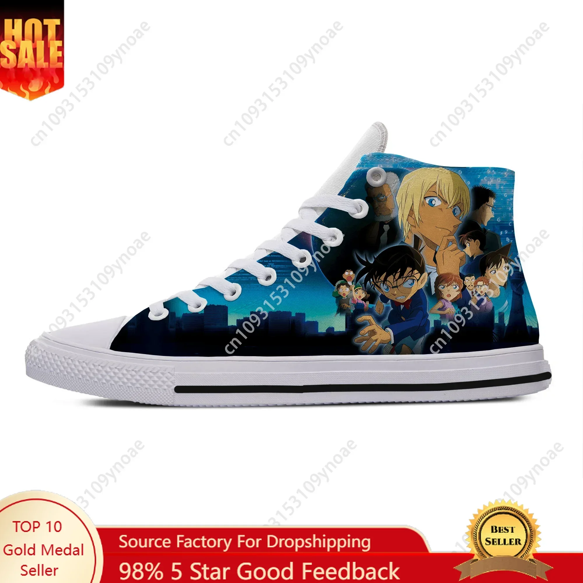 

Hot Cool Fashion Cartoon Harajuku Summer Sneakers Handiness Casual Shoes Mens Womens Anime Detective Conan High Top Board Shoes