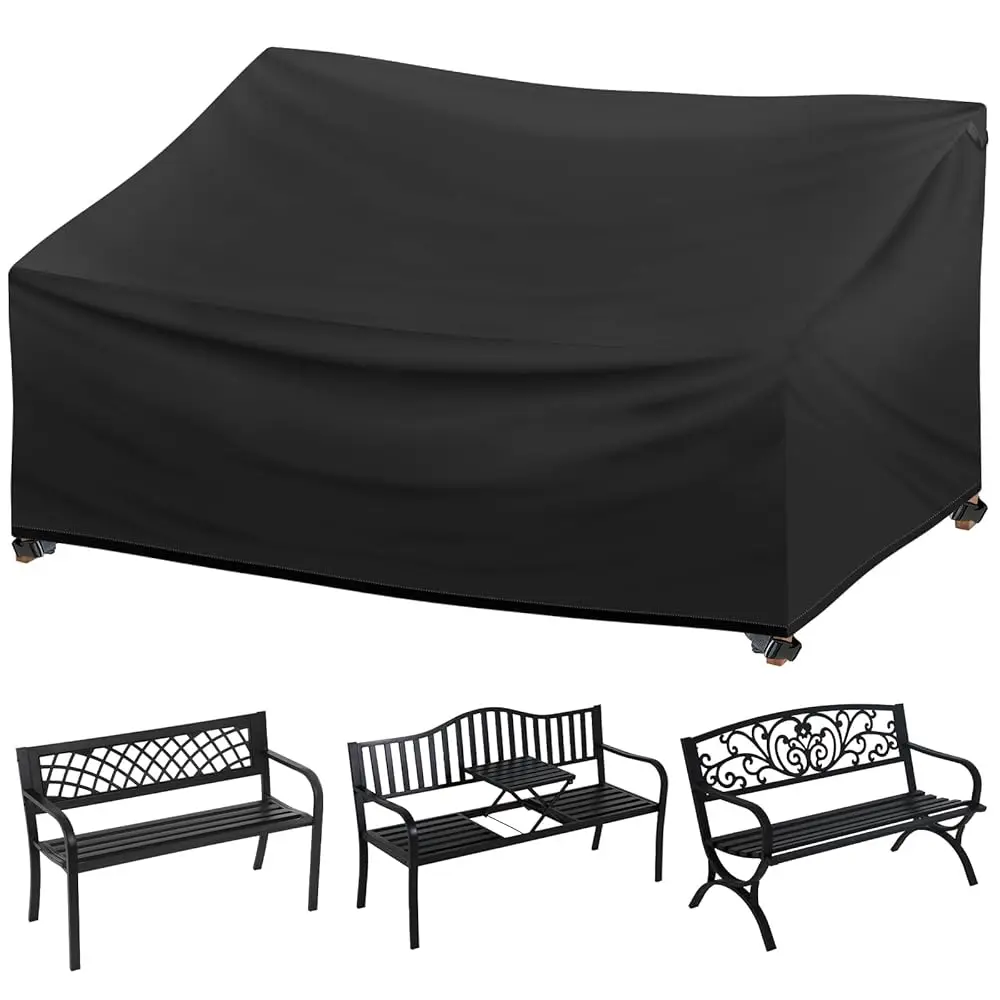 

Outdoor Bench Cover 2 Seater Waterproof, 52"" W X 28"" D X 35"" H All Weather Patio Bench Cover For Outside Furniture,