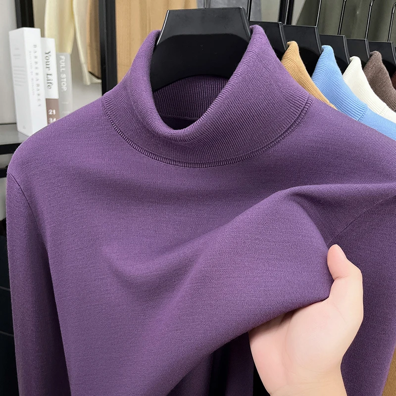 

Настоящее хорошее качество, одежда из 100% овечьей шерсти, мужской зимний джемпер с высоким воротником, толстый теплый камвольный шерстяной свитер с длинными рукавами, водолазка