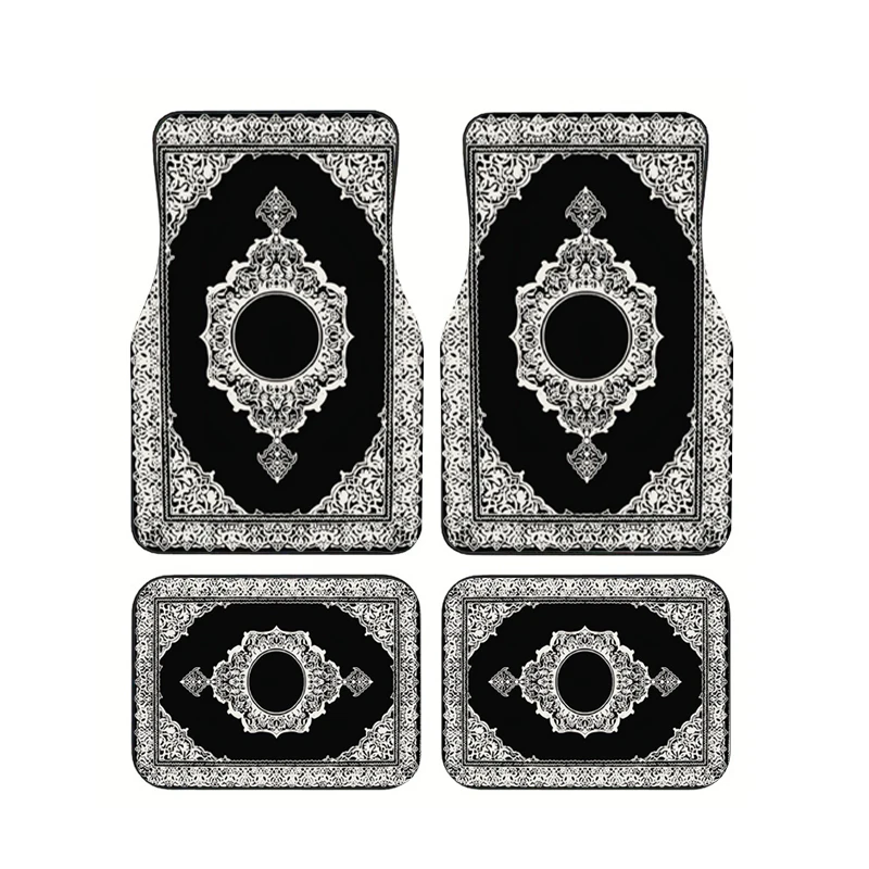 

Bohemian Pattern Car Floor Mat 4Pcs Universal Waterproof Anti Slip Auto Foot Carpets Set Interior Accessories Decor Pad For Gift
