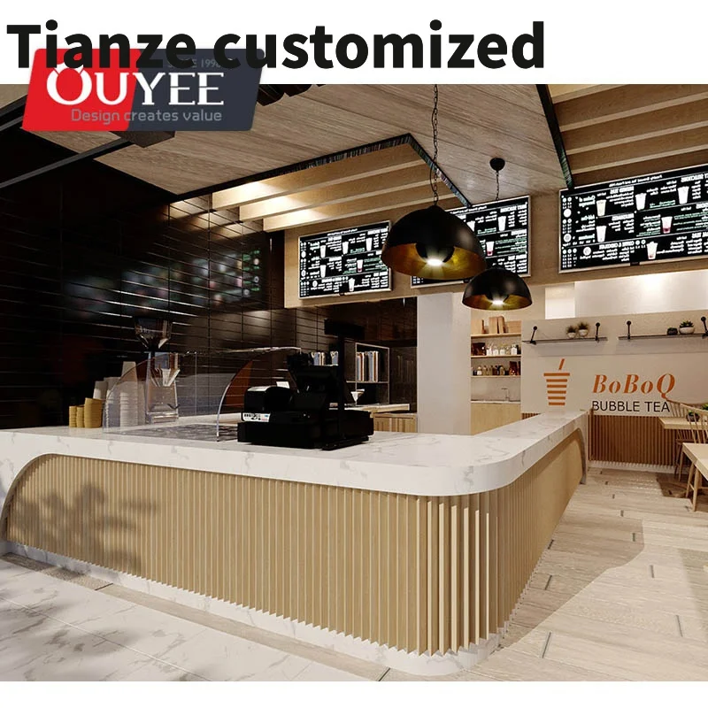 Customized-Luxury Modern Interior Designed Restaurant With Floor Standing Customized Counter