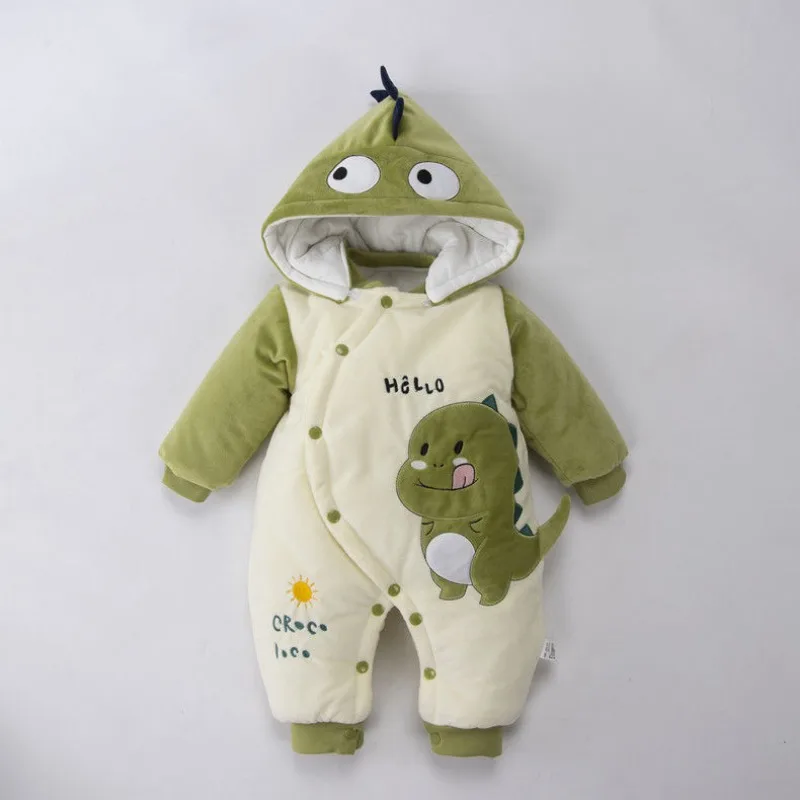 1-18 Months Baby Jumpsuit Winter Newborn out  Clothes Clip Cotton Thickened Cotton Clothes Baby Boy Winter Warm Clothes Women