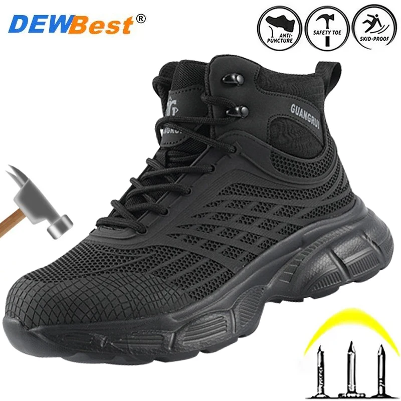 Fashionable breathable anti-smash and anti-puncture shoes safety shoes steel head to protect the top of the foot work shoes