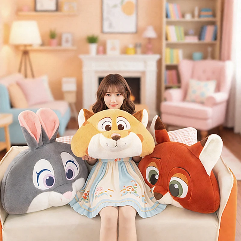 

Large Size New Zootopia Judy Nick Plush Toy Bolster Fox Bunny Doll Stuffed Animal Kids Present Cartoon Character Room Decoration