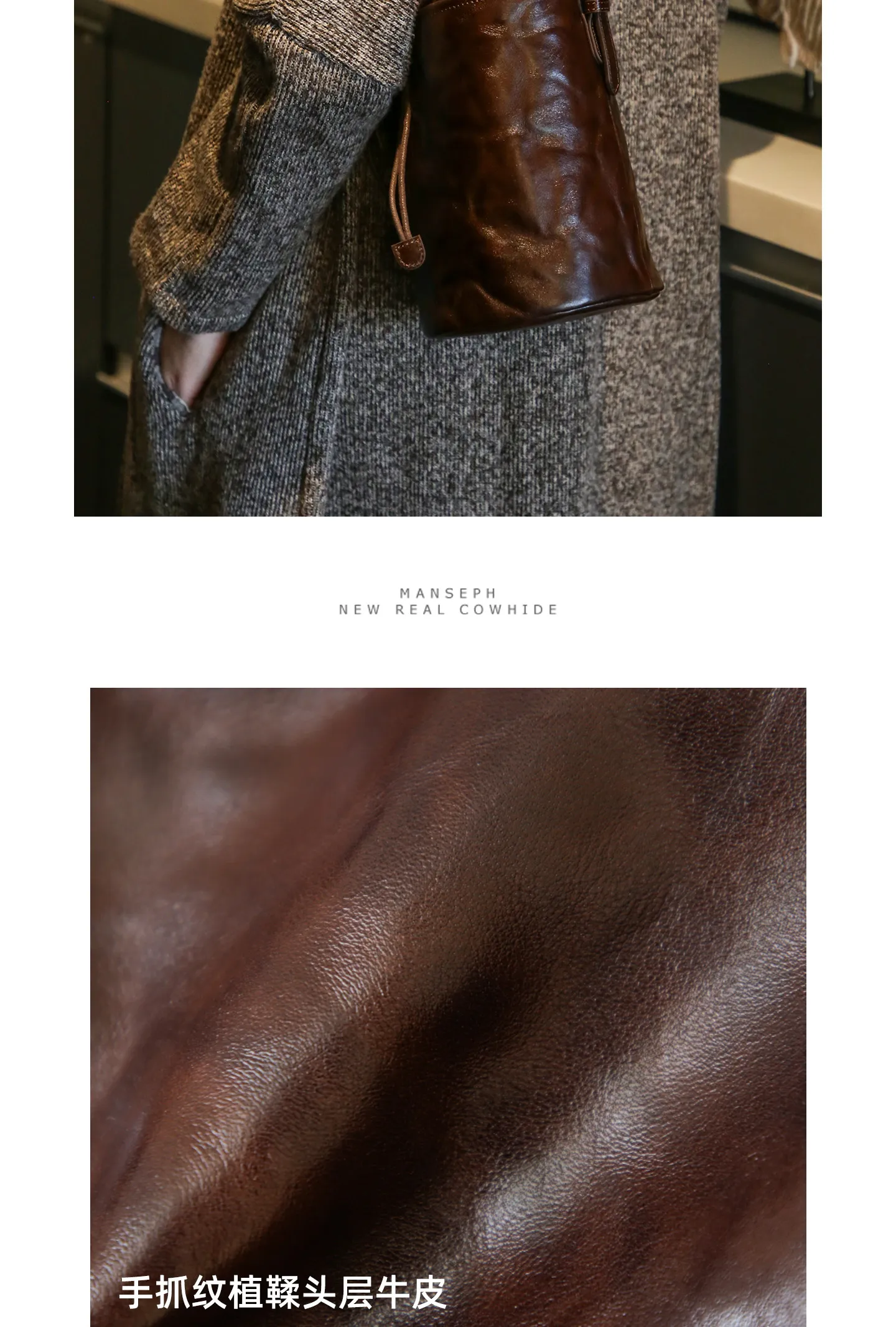 Vintage handgefertigte hochwertige Echtleder-Umhängetasche für Damen, Outdoor-Reise-Luxus-Umhängetasche aus echtem Rindsleder für Frauen. – Detail 3