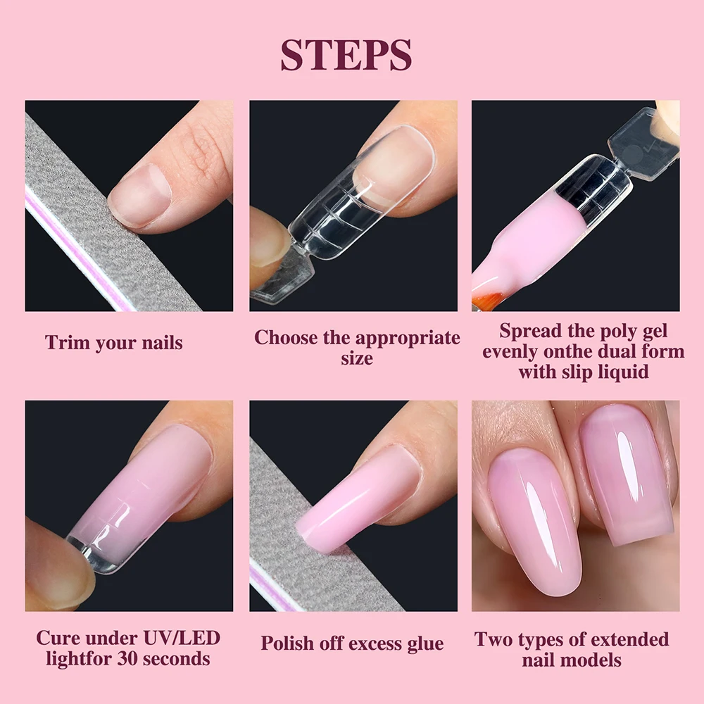 120Pcs Clear Nail Mold Extension Gel 2 In 1 Nail Forms With Scale Builder Coffin Nail For Gel Nail Art Design Salon DIY At Home