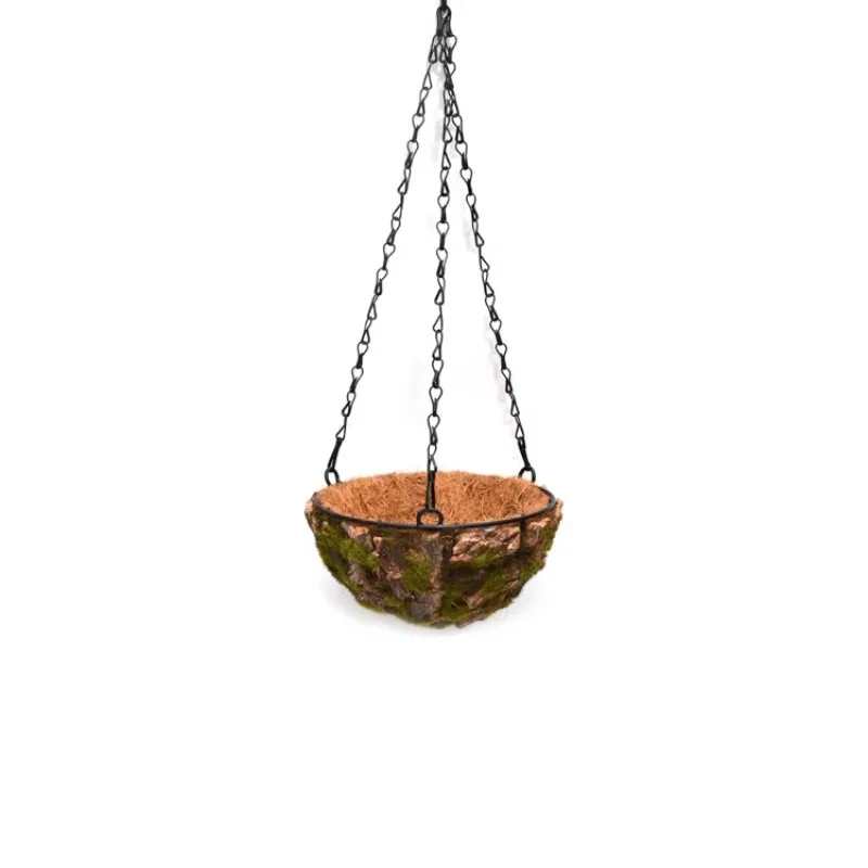 5 Pack Strong Brown Metal Hanging Planter Basket Coco Coir Chain Wire Plant Holder Flower Pots Hanger Indoor Outdoor Garden