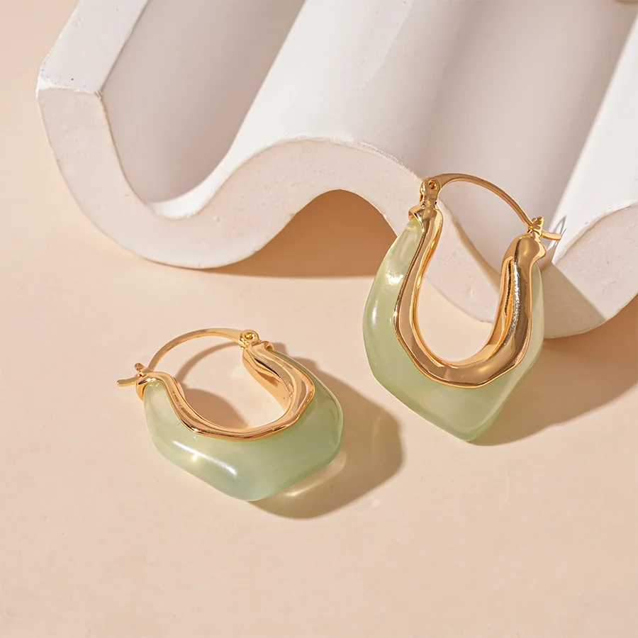 Candy color, irregular U-shaped earrings, stylish simple geometric temperament, high-end earrings, women